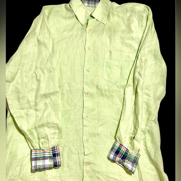 Mens Light Green Linen Dress Shirt by Archipelago - Picture 1 of 4